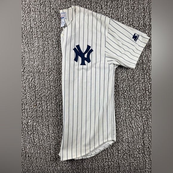 Lou Gehrig 4 Yankees STARTER White and Navy Pinstriped Jersey size XL - Picture 3 of 8